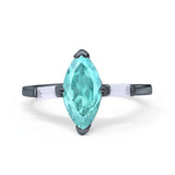 Marquise Art Deco Engagement Simulated Cubic Zirconia Ring 925 Sterling Silver