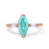 Marquise Art Deco Engagement Simulated Cubic Zirconia Ring 925 Sterling Silver