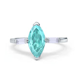 Marquise Art Deco Engagement Simulated Cubic Zirconia Ring 925 Sterling Silver
