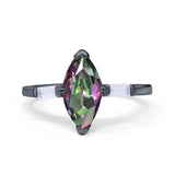 Marquise Art Deco Engagement Simulated Cubic Zirconia Ring 925 Sterling Silver