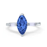 Marquise Art Deco Engagement Simulated Cubic Zirconia Ring 925 Sterling Silver