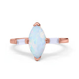 Marquise Art Deco Engagement Simulated Cubic Zirconia Ring 925 Sterling Silver