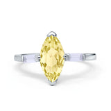 Marquise Art Deco Engagement Simulated Cubic Zirconia Ring 925 Sterling Silver