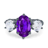 Oval Art Deco Engagement Ring Simulated Cubic Zirconia 925 Sterling Silver