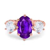 Oval Art Deco Engagement Ring Simulated Cubic Zirconia 925 Sterling Silver