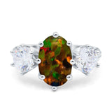 Oval Art Deco Engagement Ring Simulated Cubic Zirconia 925 Sterling Silver