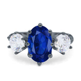 Oval Art Deco Engagement Ring Simulated Cubic Zirconia 925 Sterling Silver