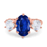 Oval Art Deco Engagement Ring Simulated Cubic Zirconia 925 Sterling Silver