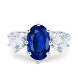 Oval Art Deco Engagement Ring Simulated Cubic Zirconia 925 Sterling Silver