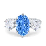 Oval Art Deco Engagement Ring Simulated Cubic Zirconia 925 Sterling Silver