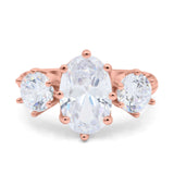 Oval Art Deco Engagement Ring Simulated Cubic Zirconia 925 Sterling Silver