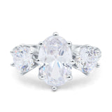 Oval Art Deco Engagement Ring Simulated Cubic Zirconia 925 Sterling Silver