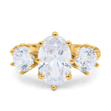 Oval Art Deco Engagement Ring Simulated Cubic Zirconia 925 Sterling Silver