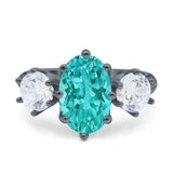 Oval Art Deco Engagement Ring Simulated Cubic Zirconia 925 Sterling Silver