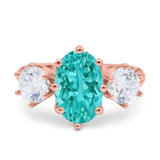 Oval Art Deco Engagement Ring Simulated Cubic Zirconia 925 Sterling Silver