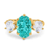 Oval Art Deco Engagement Ring Simulated Cubic Zirconia 925 Sterling Silver