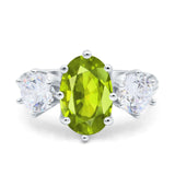 Oval Art Deco Engagement Ring Simulated Cubic Zirconia 925 Sterling Silver