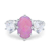 Oval Art Deco Engagement Ring Simulated Cubic Zirconia 925 Sterling Silver