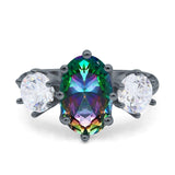 Oval Art Deco Engagement Ring Simulated Cubic Zirconia 925 Sterling Silver