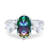 Oval Art Deco Engagement Ring Simulated Cubic Zirconia 925 Sterling Silver