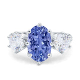 Oval Art Deco Engagement Ring Simulated Cubic Zirconia 925 Sterling Silver