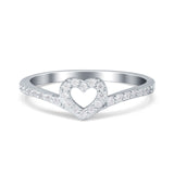 Heart Promise V Chevron Midi Thumb Eternity Ring Simulated CZ 925 Sterling Silver