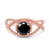 Braided Cable Split Engagement Ring Simulated Cubic Zirconia 925 Sterling Silver