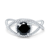 Braided Cable Split Engagement Ring Simulated Cubic Zirconia 925 Sterling Silver