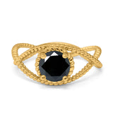 Braided Cable Split Engagement Ring Simulated Cubic Zirconia 925 Sterling Silver