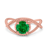 Braided Cable Split Engagement Ring Simulated Cubic Zirconia 925 Sterling Silver