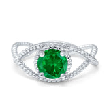 Braided Cable Split Engagement Ring Simulated Cubic Zirconia 925 Sterling Silver