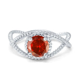Braided Cable Split Engagement Ring Simulated Cubic Zirconia 925 Sterling Silver