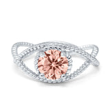 Braided Cable Split Engagement Ring Simulated Cubic Zirconia 925 Sterling Silver