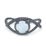 Braided Cable Split Engagement Ring Simulated Cubic Zirconia 925 Sterling Silver