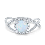 Braided Cable Split Engagement Ring Simulated Cubic Zirconia 925 Sterling Silver