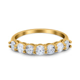 Art Deco Half Eternity Wedding Ring Simulated Cubic Zirconia 925 Sterling Silver