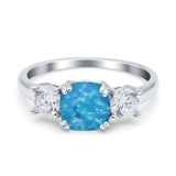 Cushion Three Stone Engagement Ring Simulated Cubic Zirconia 925 Sterling Silver