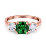 Cushion Three Stone Engagement Ring Simulated Cubic Zirconia 925 Sterling Silver