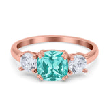 Cushion Three Stone Engagement Ring Simulated Cubic Zirconia 925 Sterling Silver