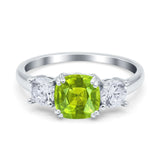 Cushion Three Stone Engagement Ring Simulated Cubic Zirconia 925 Sterling Silver