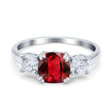 Cushion Three Stone Engagement Ring Simulated Cubic Zirconia 925 Sterling Silver