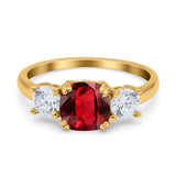 Cushion Three Stone Engagement Ring Simulated Cubic Zirconia 925 Sterling Silver