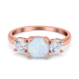 Cushion Three Stone Engagement Ring Simulated Cubic Zirconia 925 Sterling Silver