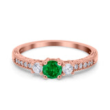Three Stone Engagement Ring Round Simulated Cubic Zirconia 925 Sterling Silver