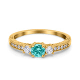 Three Stone Engagement Ring Round Simulated Cubic Zirconia 925 Sterling Silver