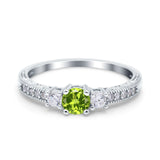 Three Stone Engagement Ring Round Simulated Cubic Zirconia 925 Sterling Silver