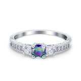 Three Stone Engagement Ring Round Simulated Cubic Zirconia 925 Sterling Silver