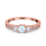 Three Stone Engagement Ring Round Simulated Cubic Zirconia 925 Sterling Silver