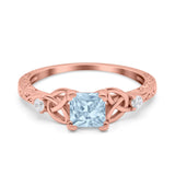 Cushion Celtic Art Deco Engagement Ring Simulated Cubic Zirconia 925 Sterling Silver