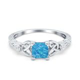 Cushion Celtic Art Deco Engagement Ring Simulated Cubic Zirconia 925 Sterling Silver